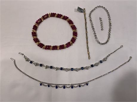 Vintage Jewelry Including Trifari B David Sterling Silver Bracelet