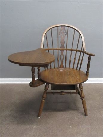 Vintage Wood Comb-back Writing Arm Windsor Chair