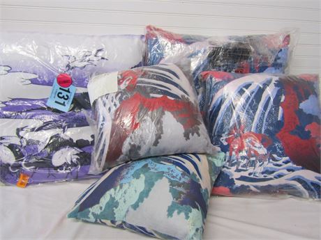 Artverse Japanese Pillows, Cranes & Horses