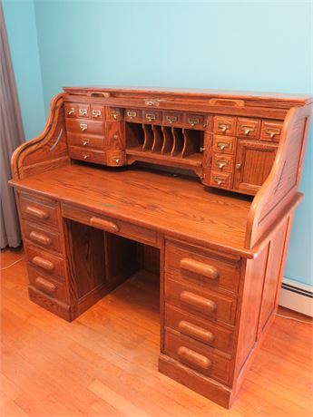 EAGLECRAFT Oak Rolltop Desk