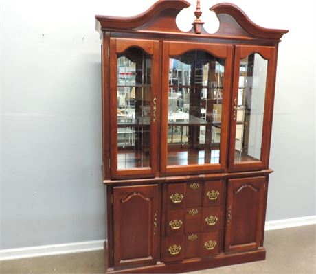 Vintage Solid Cherry Wood China / Buffet / Display Cabinet