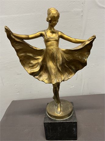 Bronze Dancer Sculpture/Art Deco/Lady/Signed