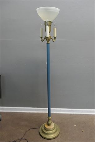 Multiple & 3 Way Floor Lamp in Blue & Brass coloring
