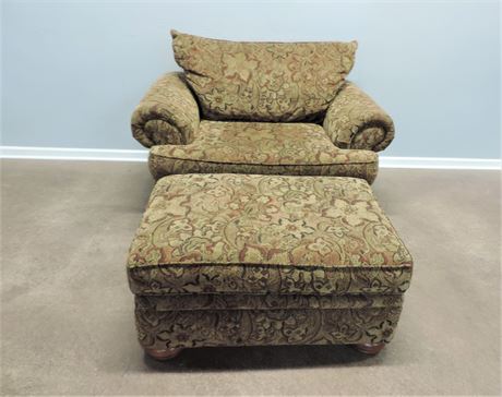 Upholstered Chair and a Half and Matching Ottoman