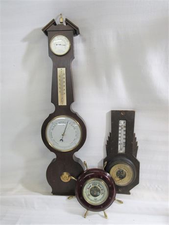 3 Vintage Barometer/Weatherstations