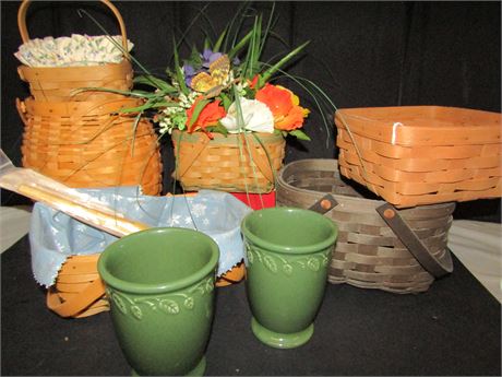 Large Longaberger Basket and Ceramic Collection