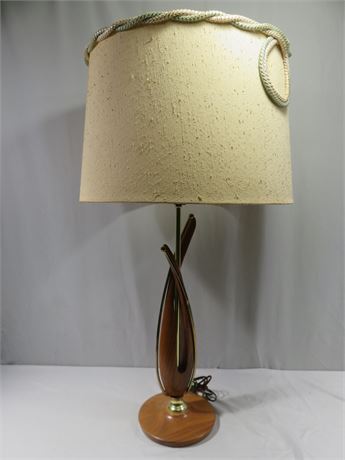 Mid-Century Danish Modern Sculpted Walnut Table Lamp