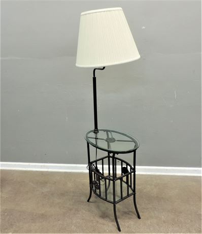 Wrought Iron Glass Top Lamp Table