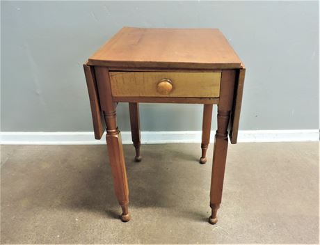 Vintage Drop Leaf Table with One Drawer