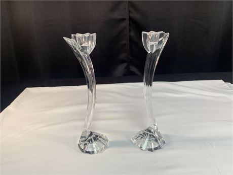 MIKASA Lead Clear Crystal Candlestick Starburst Holders