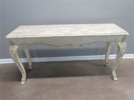 Sofa Table with Polished Mactan Stone Top and Nice Carved Legs