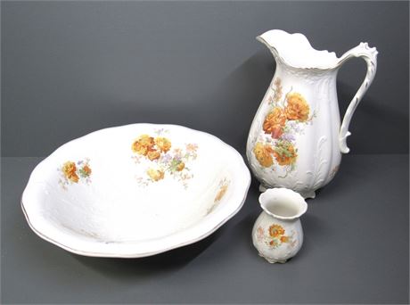 Knowles Taylor and Knowles Co. (K.T. & K) Wash Basin and Pitcher Set - 3 Pieces