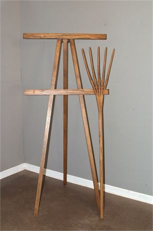 Wood Pitchfork and Easel