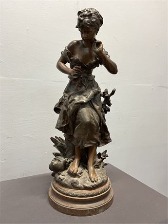 Hippolyte F. Moreau Replica/Metal - Peasant Girl Sculpture