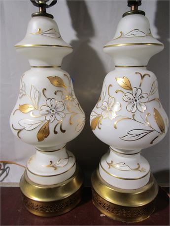VINTAGE HAND BLOWN BAVARIAN BRISTOL TABLE LAMPS, MADE IN WESTERN GERMANY
