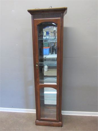 Curio Cabinet with Beveled Front Glass and a Mirrored Back