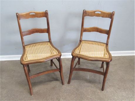 2 Antique Cane Seat Chairs