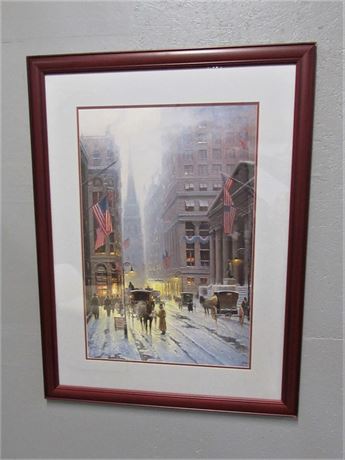 Wall Street, New York by G Harvey Signed & Numbered (#1673/4378) Framed & Matted
