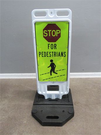 NEW - 2 Sided Reflective "STOP For Pedestrians" Sign
