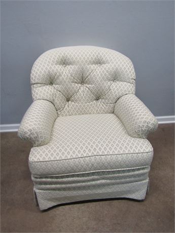 Drexel Heritage Skirted Club Chair, in White Crisscross Pattern