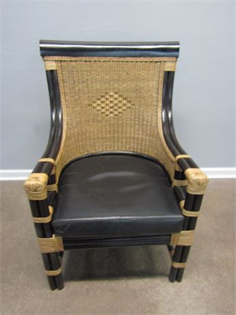 Wicker & Leather Captains Chair