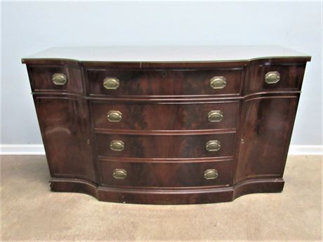 Vintage Buffet/Breakfront with Protective Glass Top
