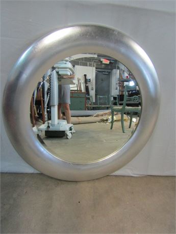 Round Silver Leaf Mirror, Large Statement Piece