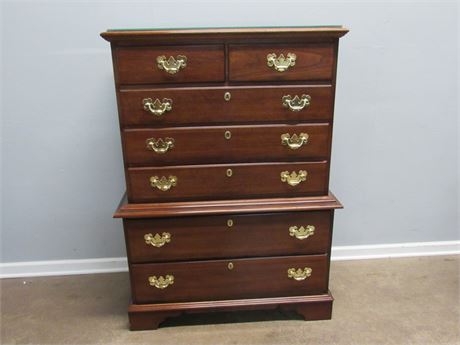 Dixie Furniture Chest on Chest Cherry Finished 7 Drawer Chest
