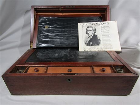 Thomas McKean ? Antique Portable Writers Desk Traveling Desk Document Box