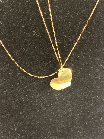 BAILEY BANKS BIDDLE 18Kt Yellow Gold Double Chain Heart Necklace