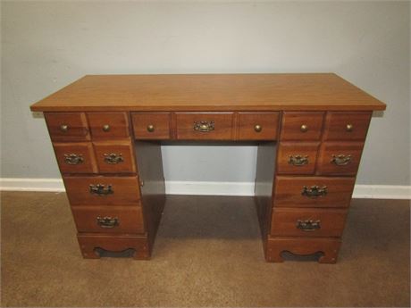 Vintage "DMI"  Wooden Desk, 6 Drawer in Light Color