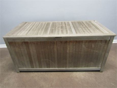 Large Outside Teak Wood Storage Chest with Natural Weathered Color