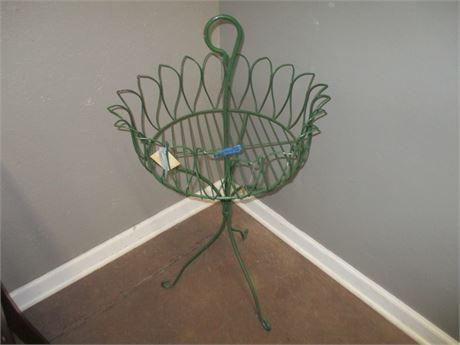 Vintage Tall Green Metal Plant Stand