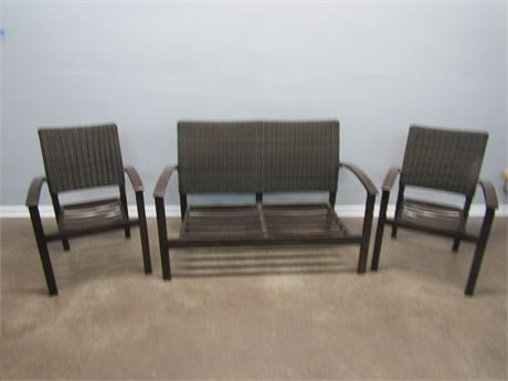 Modern Metal Patio Chairs and Sofa, Dark Brown