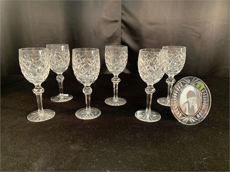 WATERFORD White Wine Glasses and  Photo Frame