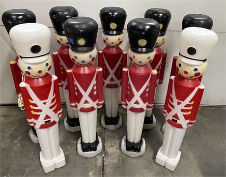 9 Vintage Toy Soldier Lighted Blow Mold Figures