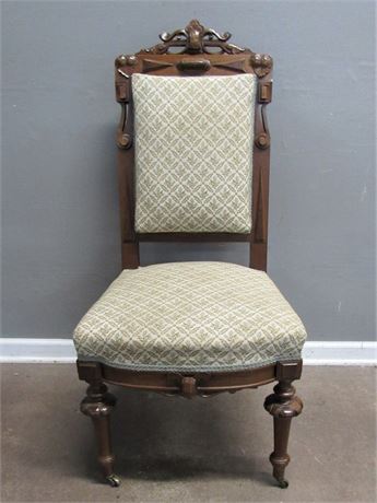 Vintage Eastlake Victorian Walnut Upholstered Chair