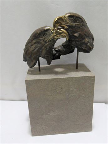 Brass Double Eagle Bust Sculpture - Limited Edition (#108/2500)