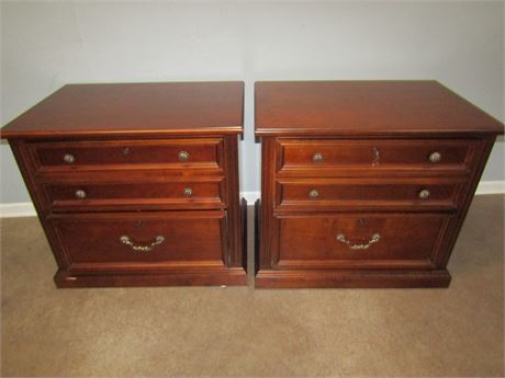 Pair of Stanley Solid Wood File Cabinets