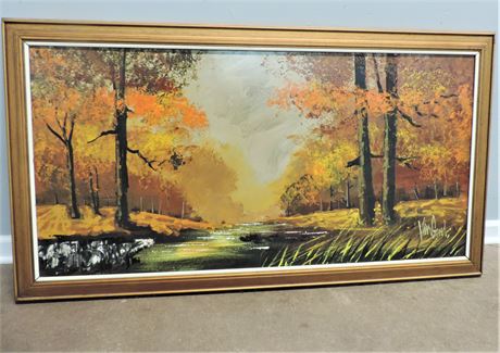 Signed Vangaard Original Oil Painting 'Autumn River'