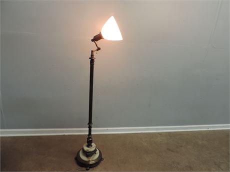 Torchiere Floor Lamp / Brass / Marble