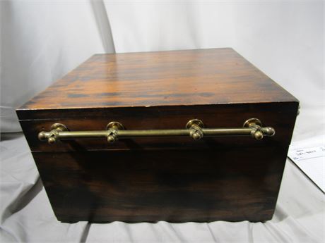 Solid Wood Square Box with Brass Long Handles