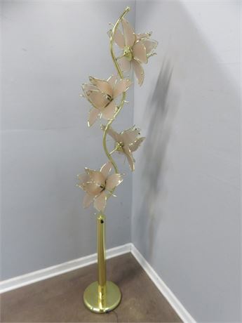 Hollywood Regency Pink Lotus Flower Floor Lamp