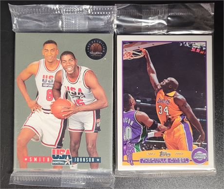 LOT OF 2 FACTORY SEALED NBA CARD PACKS SHAQUILLE O'NEAL MAGIC JOHNSON