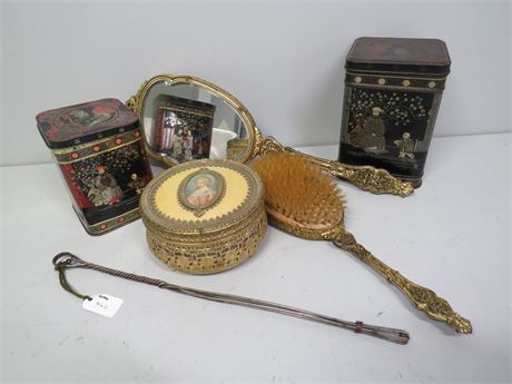 Victorian Vanity Accessories / Oriental Tins