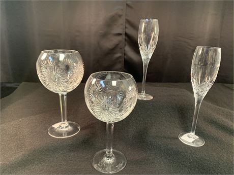 Waterford Balloon Wine Glass & Waterford Champagne Flute Edinburgh Crystal
