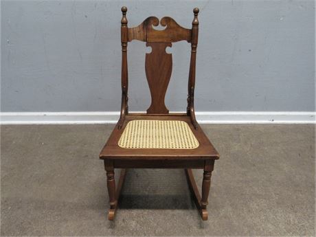 Small Vintage Cane Seat Rocking Chair
