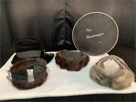 Lot of Vintage Hats, Including Bird Cage Style