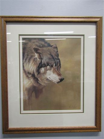 "Wolf'' Art Work, Professionally Framed and matted