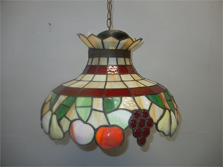 Vintage Leaded Stained Glass Hanging Lamp Shade, Vibrant Colors